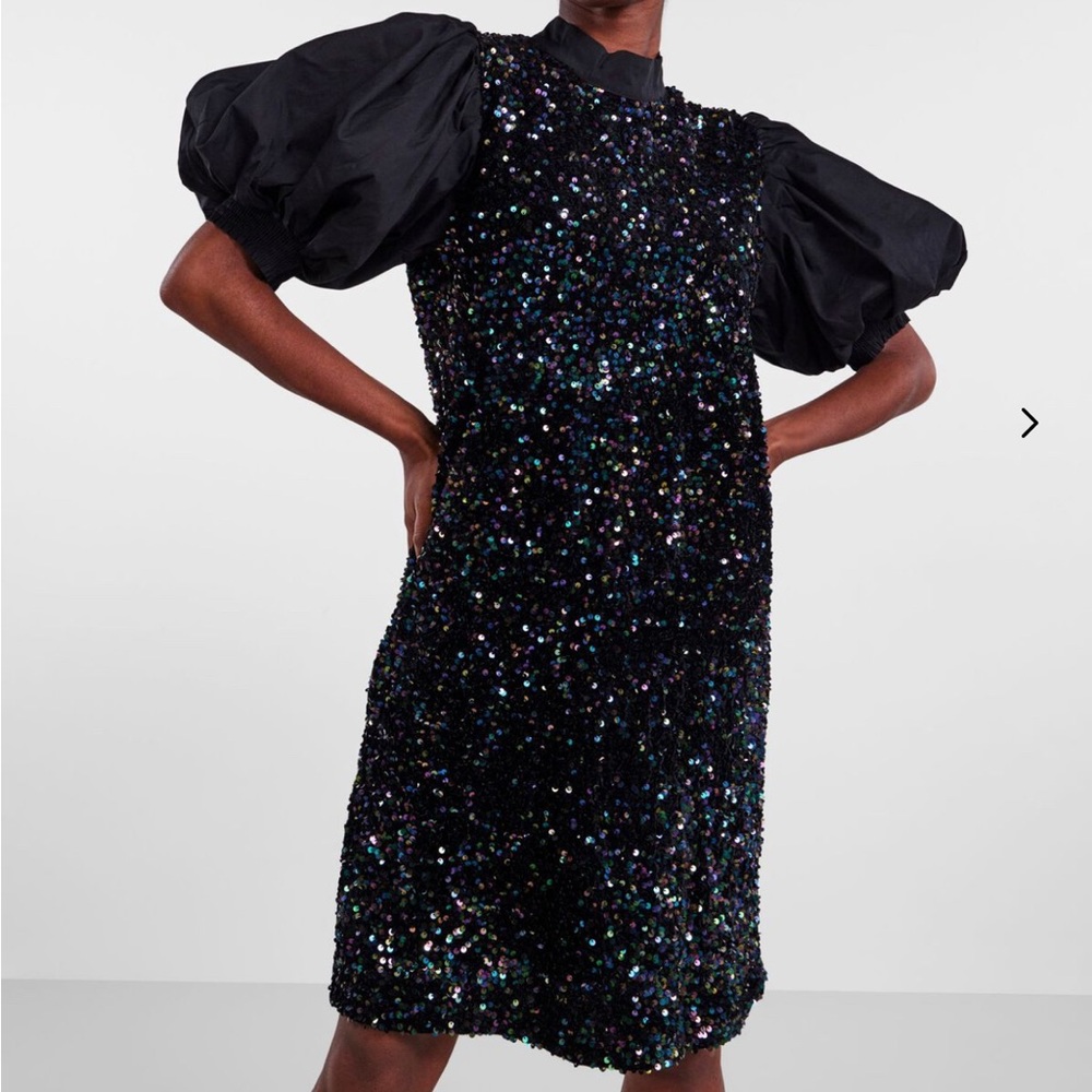 YAS Black Dress with Sequin Accents